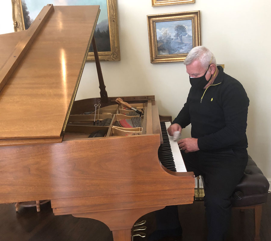 disinfecting piano