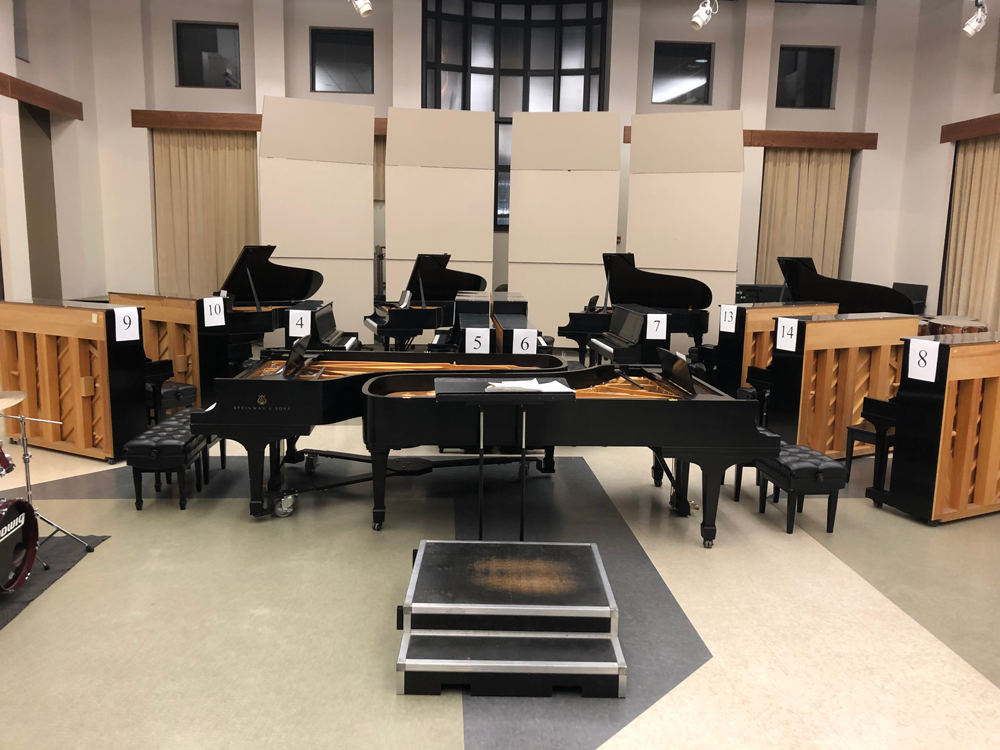 25 pianos ready for a concert